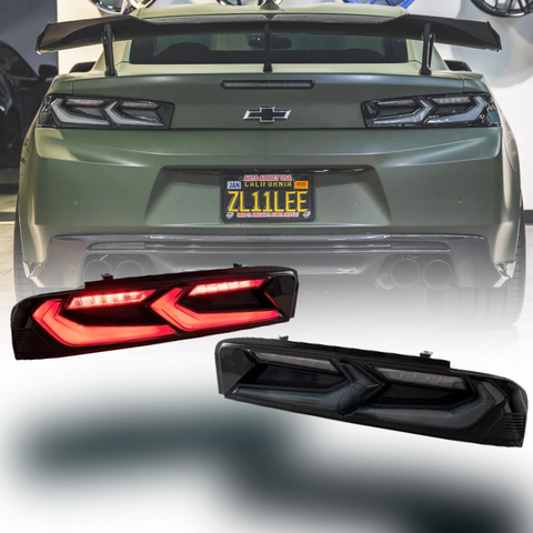 2016-2018 CHEVY CAMARO UMBRA LED TAILLIGHTS GLOSS BLACK/SMOKE LENS