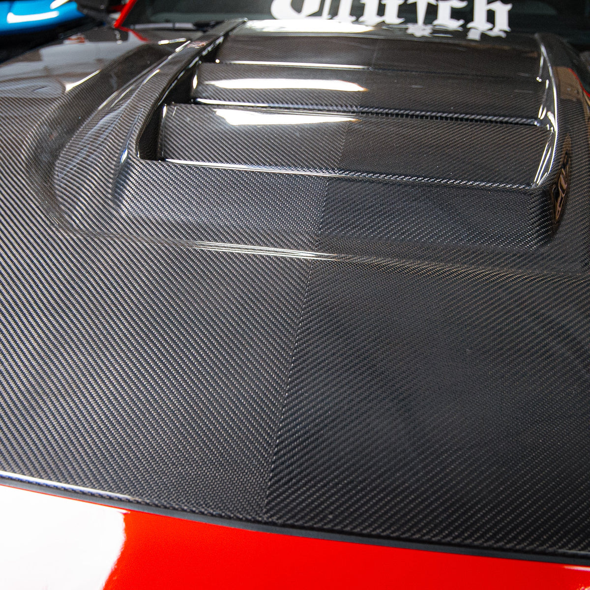 2024–2026 Mustang S650 Heritage SC™ V-Shaped Dry Gloss Carbon Fiber Hood Track Package