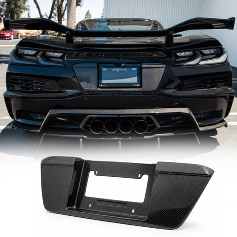 2022-2027 Corvette C8 Carbon Fiber License Plate Backing for ZR1/Z06/E-Ray/Grand Sport Rear Bumper