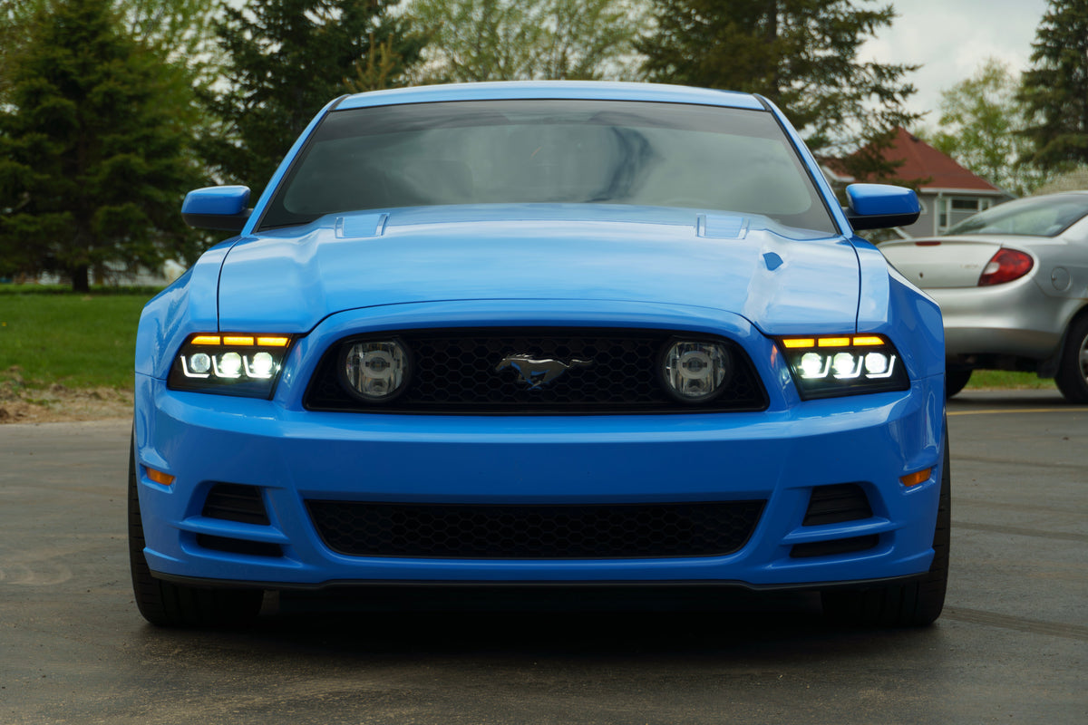 2010-2014 S197 Ford Mustang S650 Style LED Headlights W/ Amber Sequential Turn Signal (Pair)