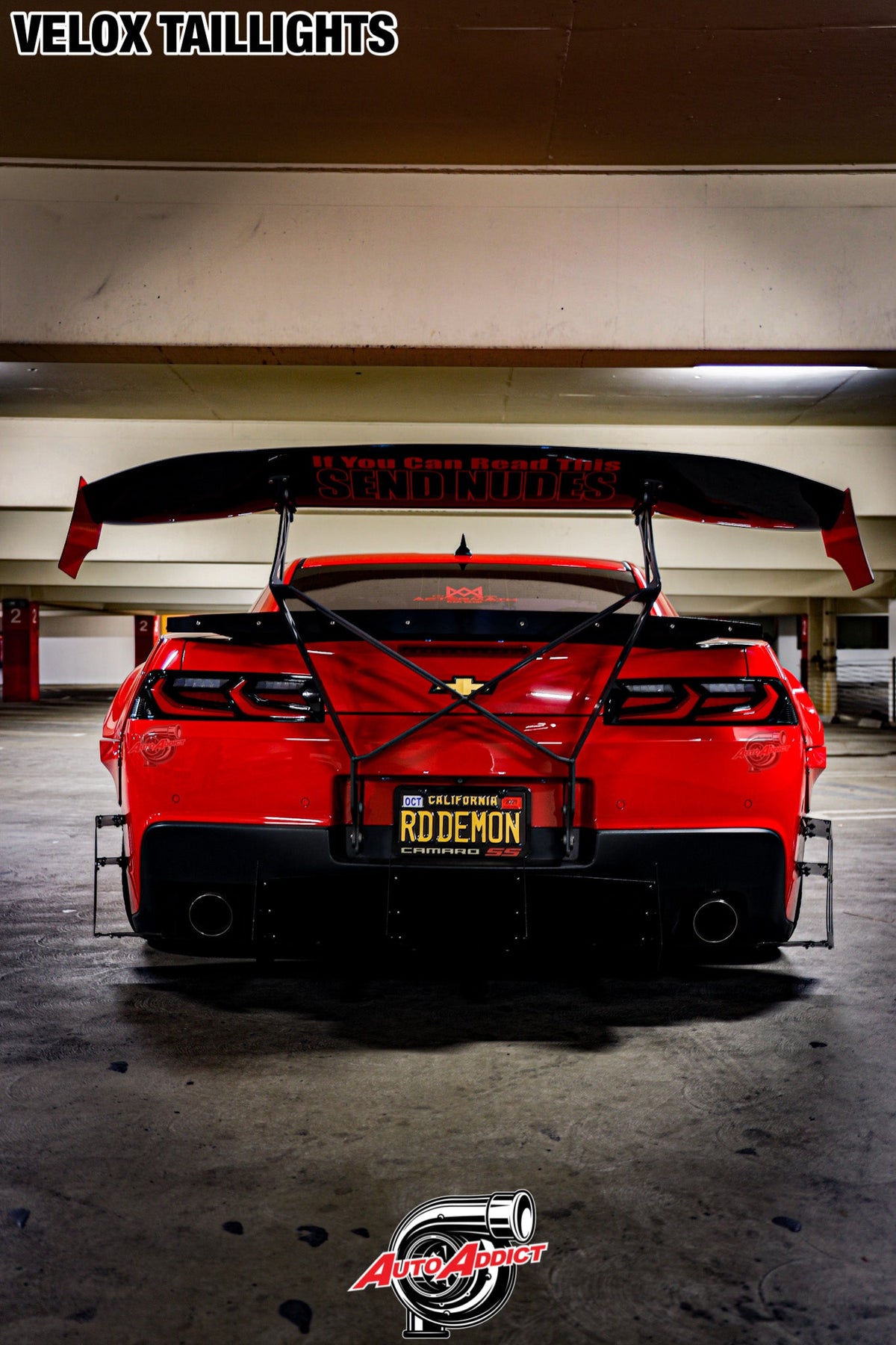 2014-2015 CHEVY CAMARO VELOX LED TAILLIGHTS GLOSS BLACK/RED LENS