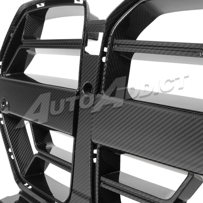 2021-2026 BMW G82 G83 M4 Dry Gloss Double Sided Carbon Fiber Lower Grill without ACC