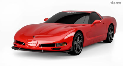1997-2004 Corvette C5 Front Bumper Lip Splitter, 3-Piece ABS - view 3