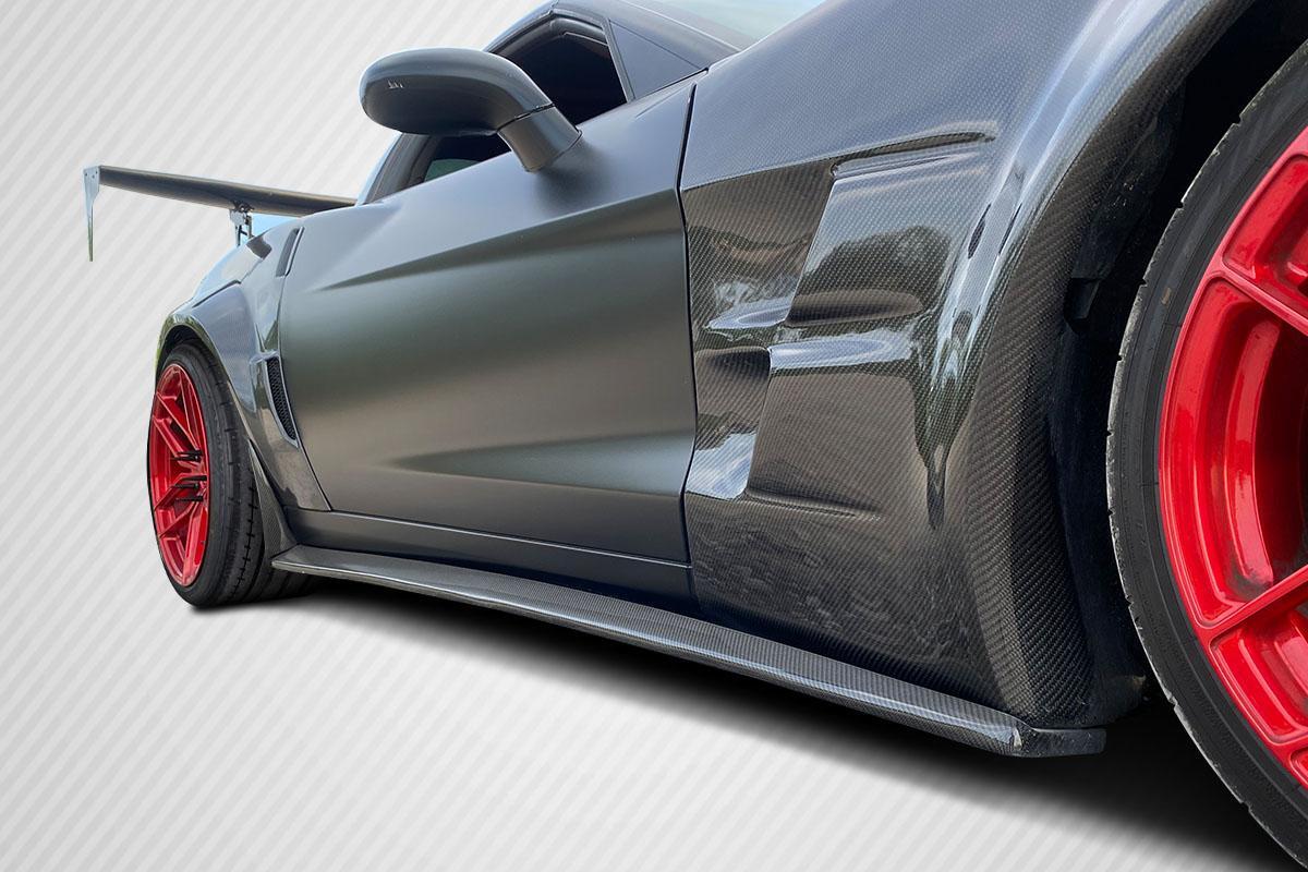 2005-2013 Chevrolet Corvette C6 GT500 Side Skirt Splitters, Carbon - view 5