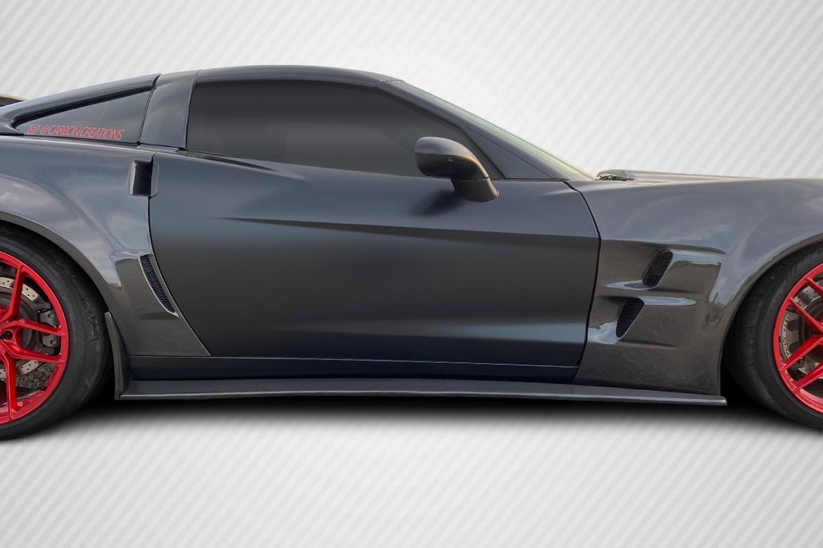 2005-2013 Chevrolet Corvette C6 GT500 Side Skirt Splitters, Carbon - view 6