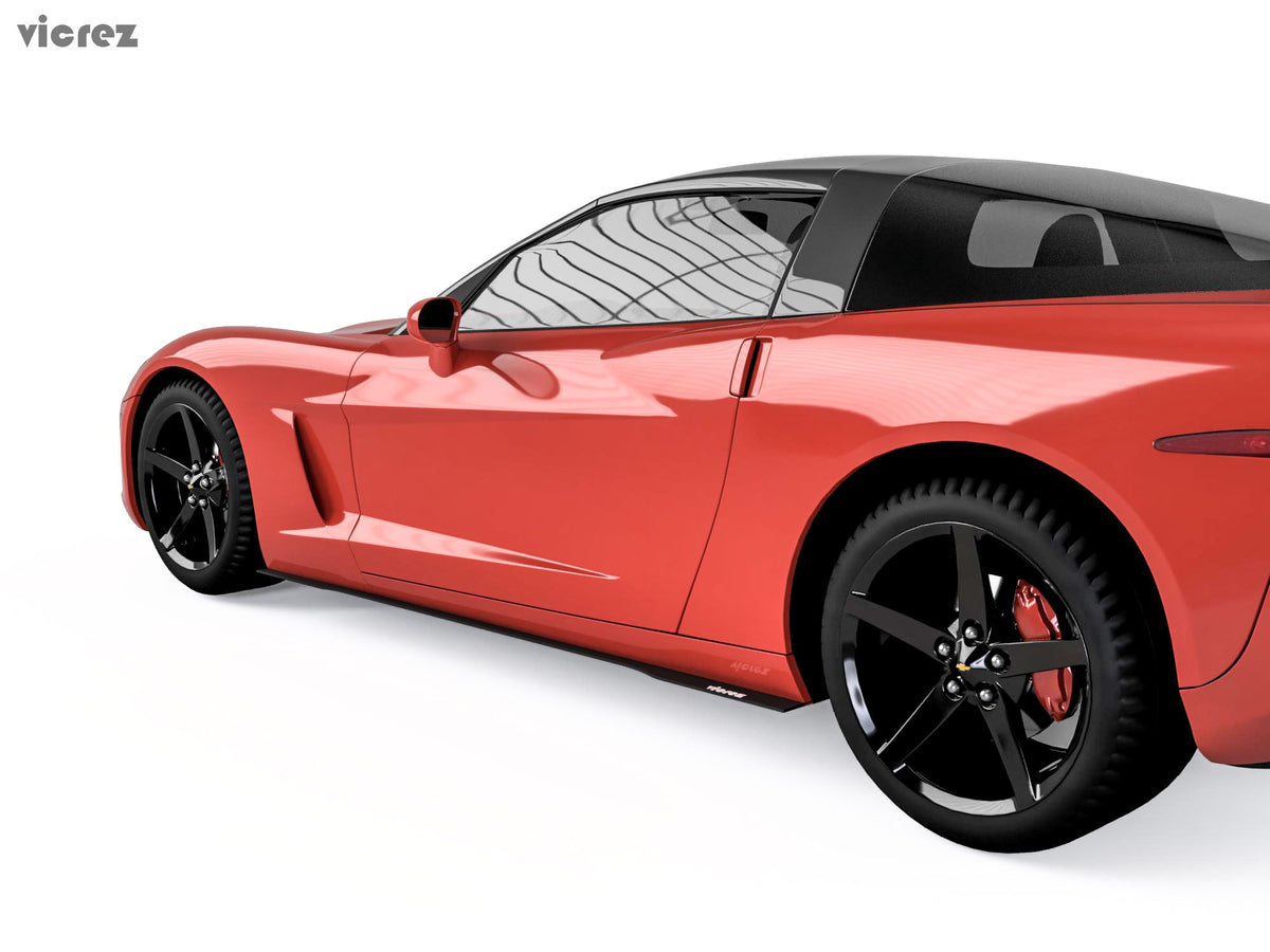 2005-2013 Corvette C6 Side Skirt Splitters, 2-Piece Modular