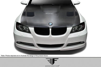 2006-2008 BMW 3 Series E90 4DR Carbon AF-1 Hood, Carbon Fiber - view 2