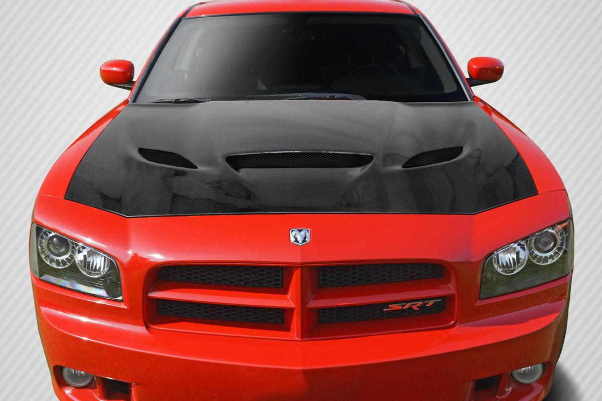 2006-2010 Dodge Charger DriTech Hellcat Look Hood, Carbon Fiber - view 1