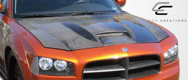 2006-2010 Dodge Charger SRT Look Hood, Carbon Fiber - view 2