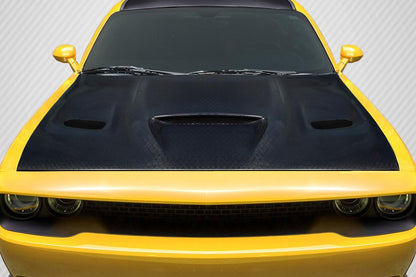 2008-2023 Dodge Challenger Geo6ix Dritech Hellcat Look Hood, Carbon - view 1