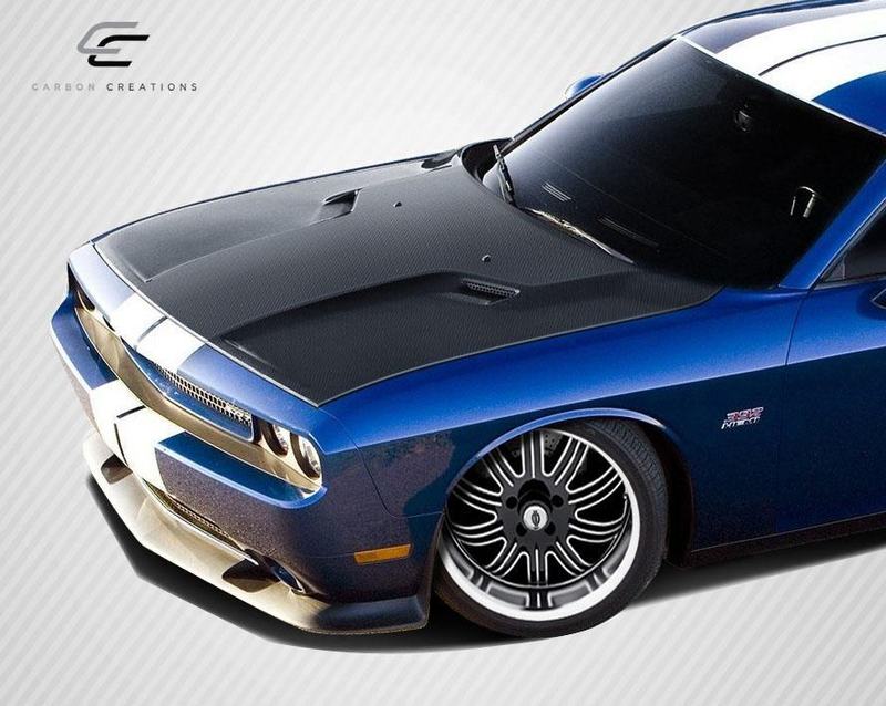 2008-2023 Dodge Challenger SRT Look Hood, Carbon Fiber - view 2