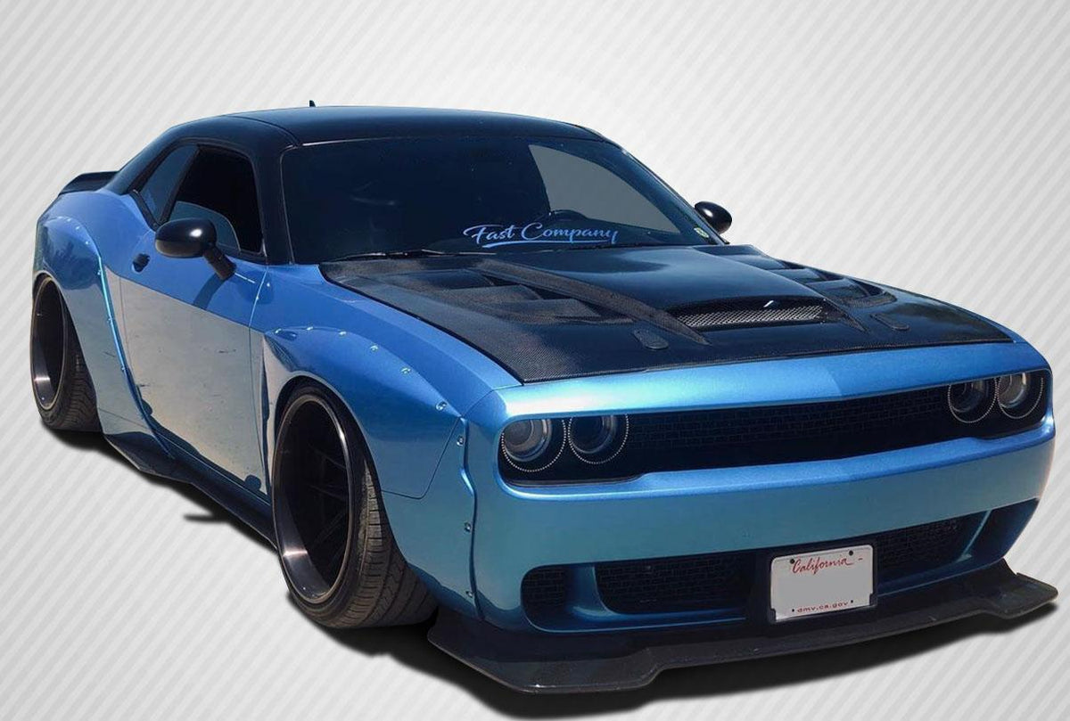2008-2023 Dodge Challenger Viper Look Hood, Carbon Fiber - view 1