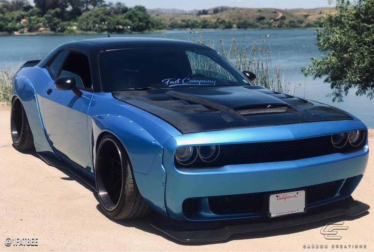 2008-2023 Dodge Challenger Viper Look Hood, Carbon Fiber - view 2
