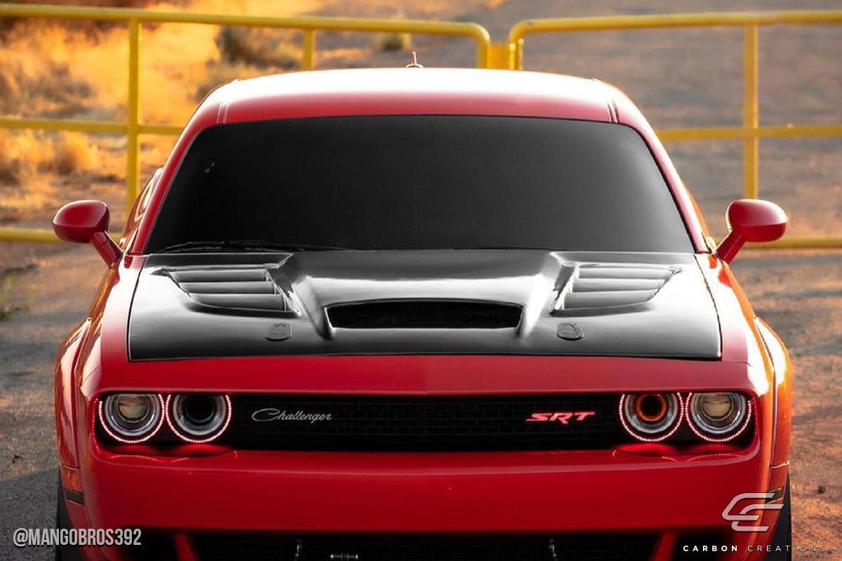 2008-2023 Dodge Challenger Viper Look Hood, Carbon Fiber - view 4
