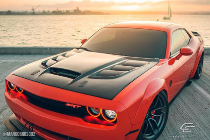2008-2023 Dodge Challenger Viper Look Hood, Carbon Fiber - view 6