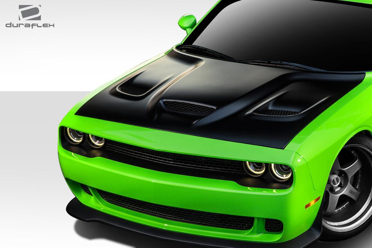 2008-2023 Dodge Challenger Hellcat Look Hood, Fiberglass - view 2