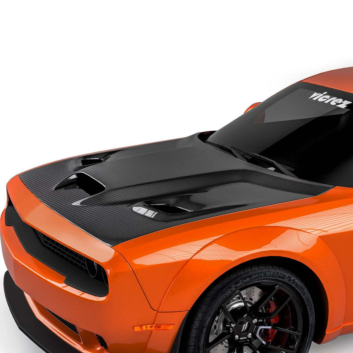 2008-2023 Dodge Challenger Hellcat Hood w/ Vent Scoop, Carbon