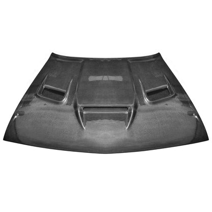 2008-2023 Dodge Challenger Hellcat Hood w/ Vent Scoop, Carbon - view 3