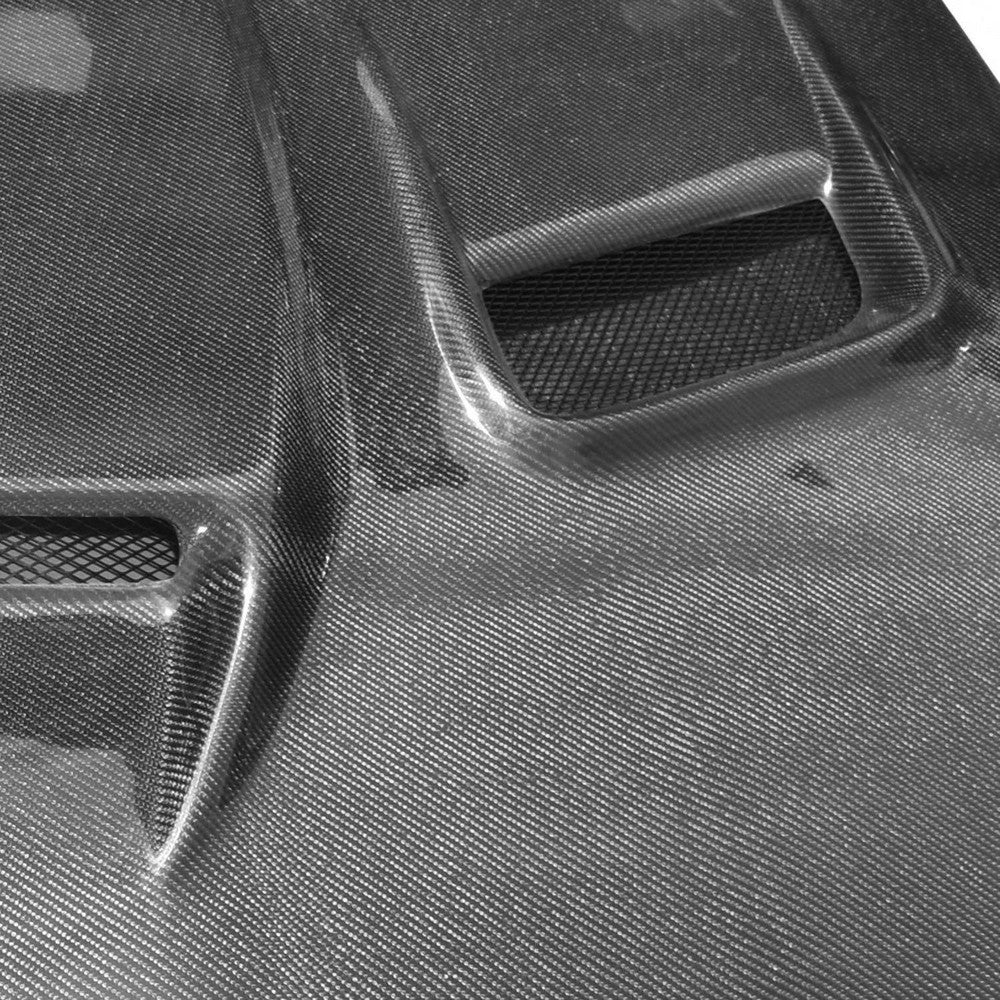 2008-2023 Dodge Challenger Hellcat Hood w/ Vent Scoop, Carbon - view 5