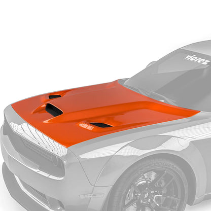2008-2023 Dodge Challenger Hellcat Style Hood w/ Air Vent Scoop - view 4