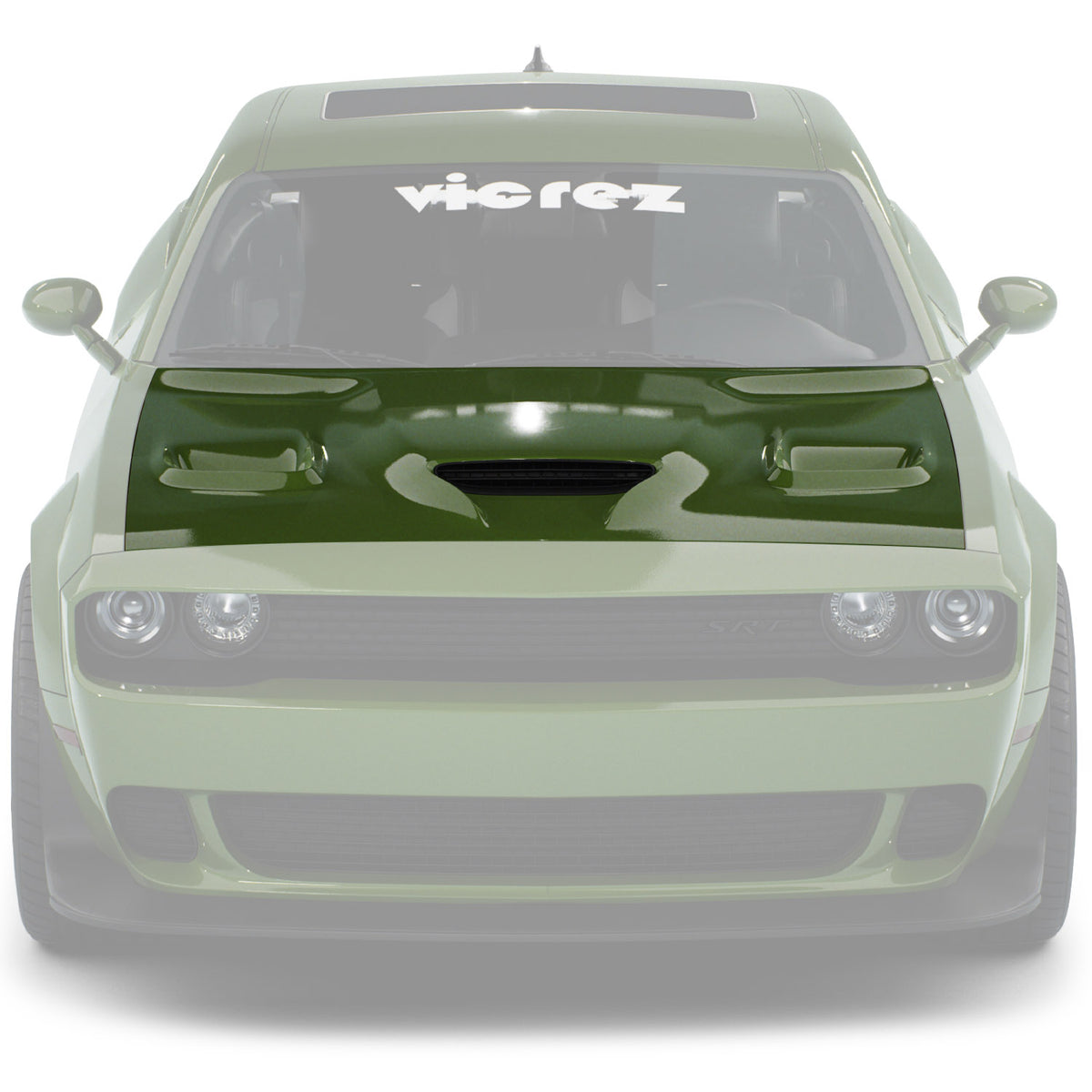2008-2023 Dodge Challenger Hellcat Style Hood w/ Air Vent Scoop - view 6