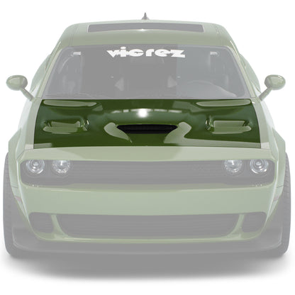 2008-2023 Dodge Challenger Hellcat Style Hood w/ Air Vent Scoop - view 6