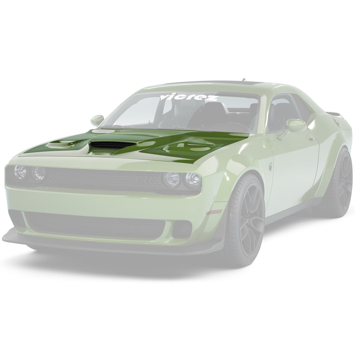 2008-2023 Dodge Challenger Hellcat Style Hood w/ Air Vent Scoop - view 8