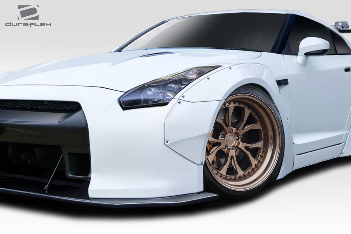 2009-2021 Nissan GT-R R35 LBW Front Fender Flares, Fiberglass - view 2