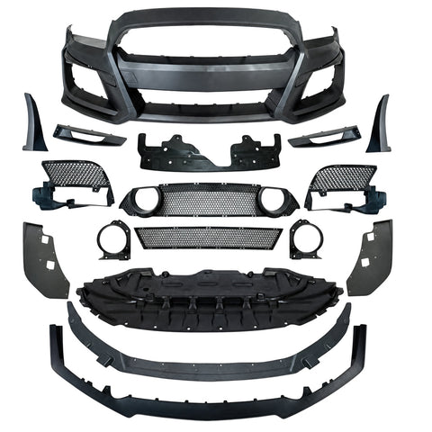 2010-2014 Ford Mustang GT500 Style Front Bumper Conversion Kit with Grille Light Holes