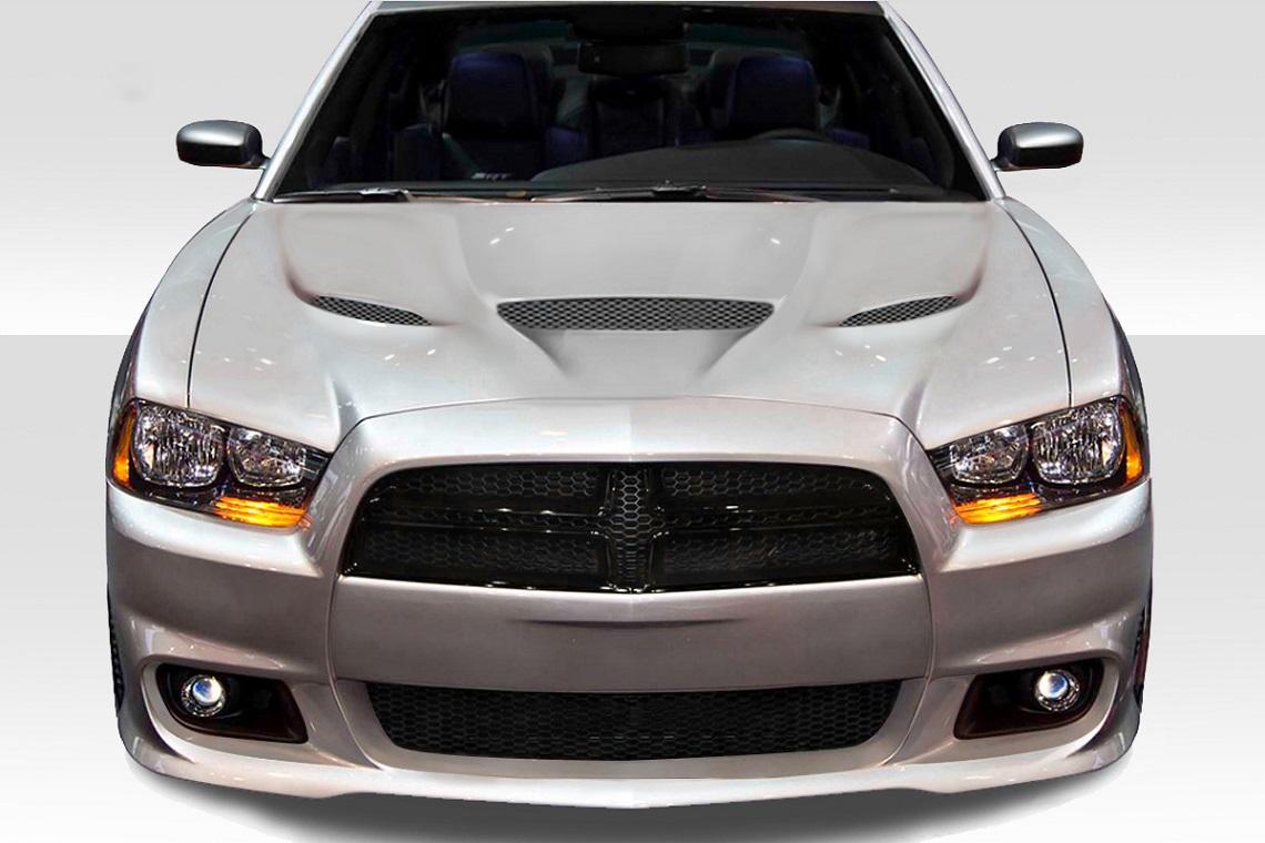 2011-2014 Dodge Charger Hellcat Look Hood, Fiberglass - view 1