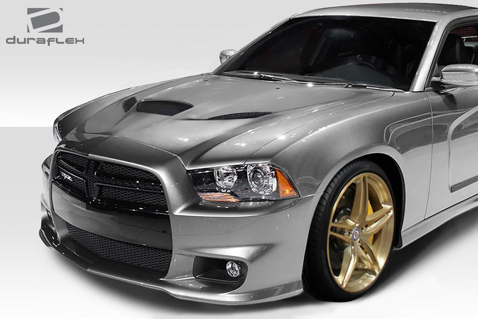 2011-2014 Dodge Charger Hellcat Look Hood, Fiberglass - view 2