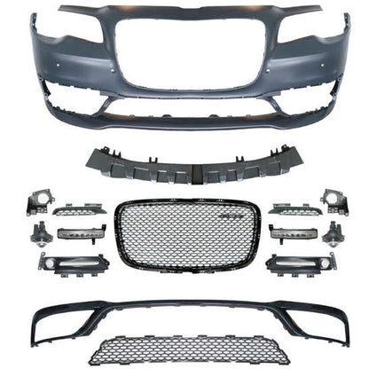 2012-2023 Chrysler 300 SRT Replacement Front Bumper With Fog Lamp & DRL (With Sensor Hole/Without Trailer Cover)