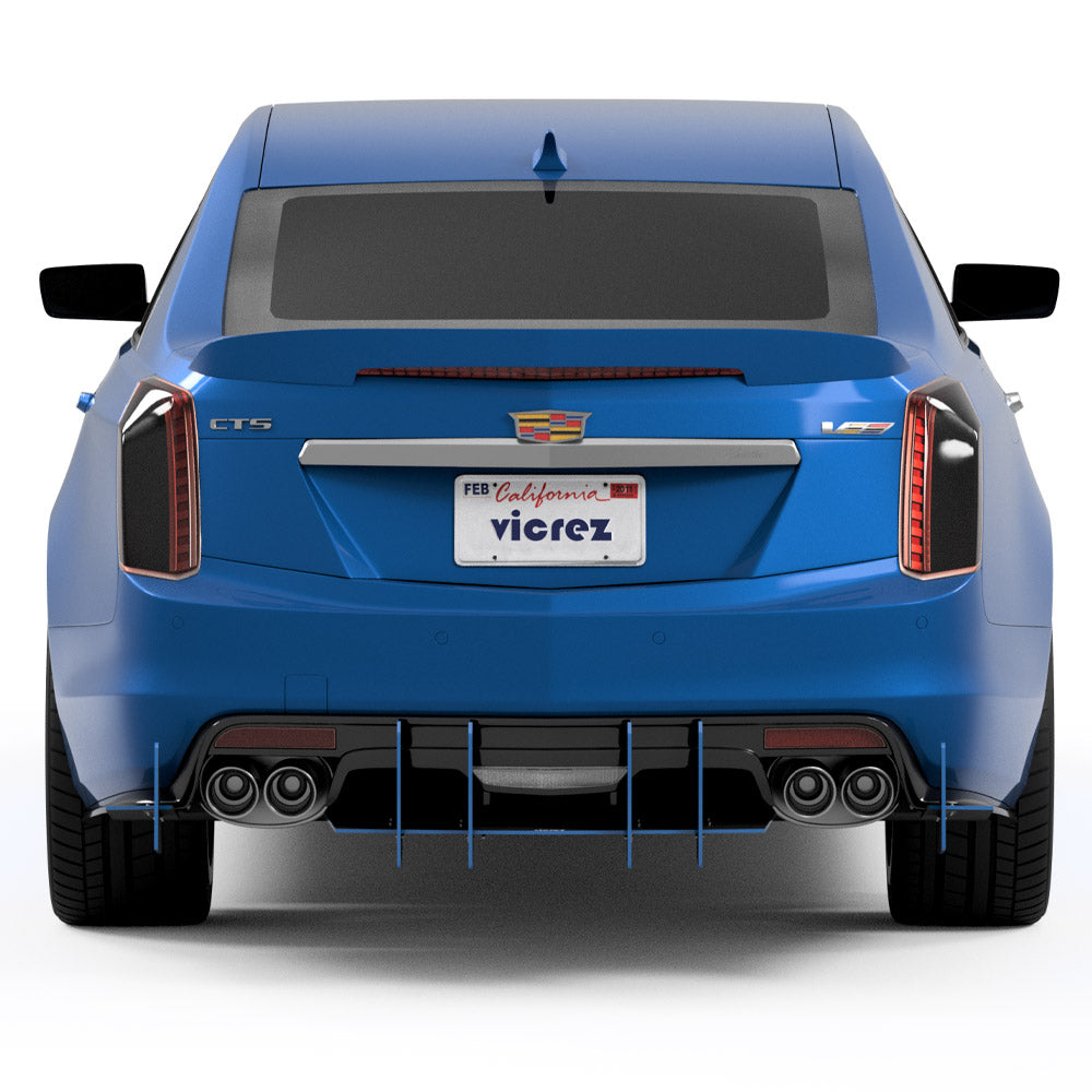2014-2022 Cadillac CTS-V Genali VR2 Rear Diffuser, Carbon/Black - view 3