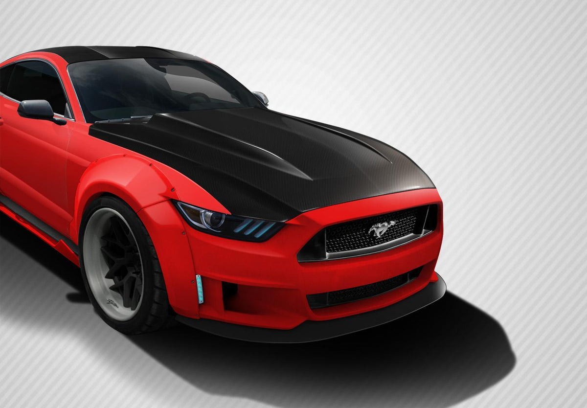 2015-2017 Ford Mustang Cowl Hood, Carbon Fiber - view 1