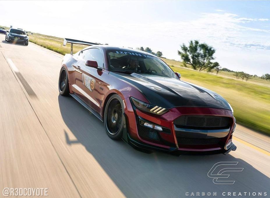 2015-2017 Ford Mustang GT350 Look Hood, Carbon Fiber - view 3