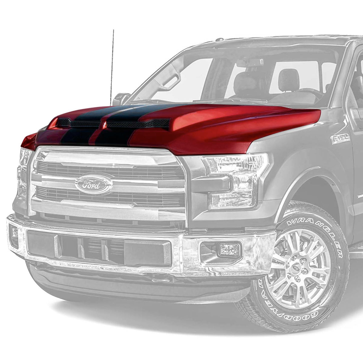 2015-2020 Ford F-150 GT500 Style Steel Hood w/ Air Vent Scoop - view 2