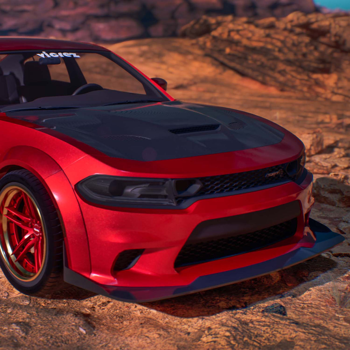 2015-2023 Charger Carbon Fiber Hellcat SRT Hood w/ Vent Scoop - view 4