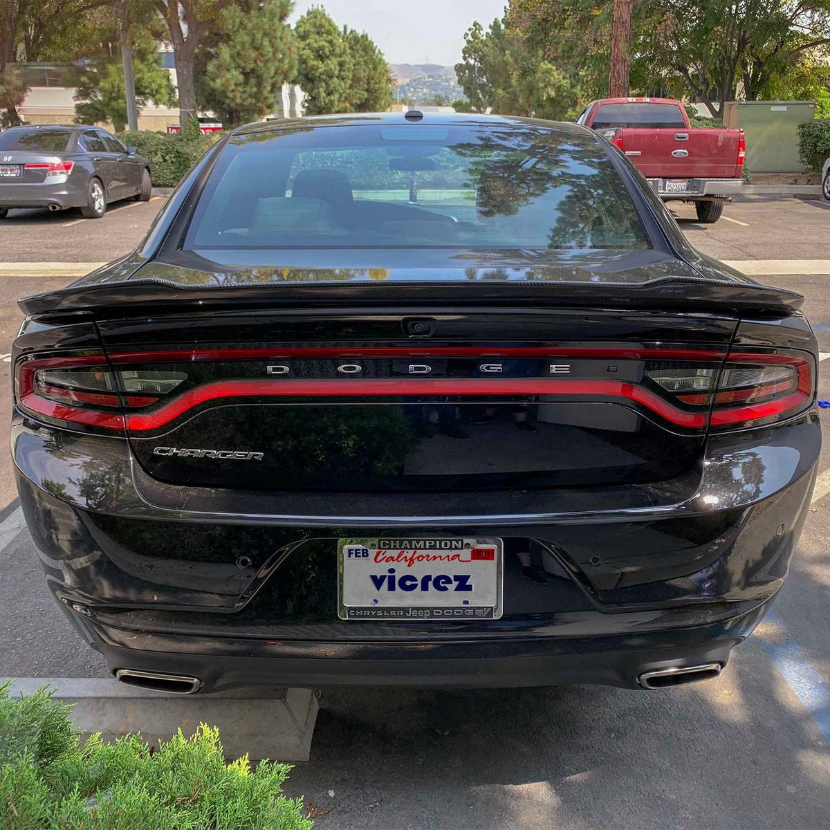 2015-2023 Dodge Charger Honeycomb Carbon SRT Style Rear Wing - view 3