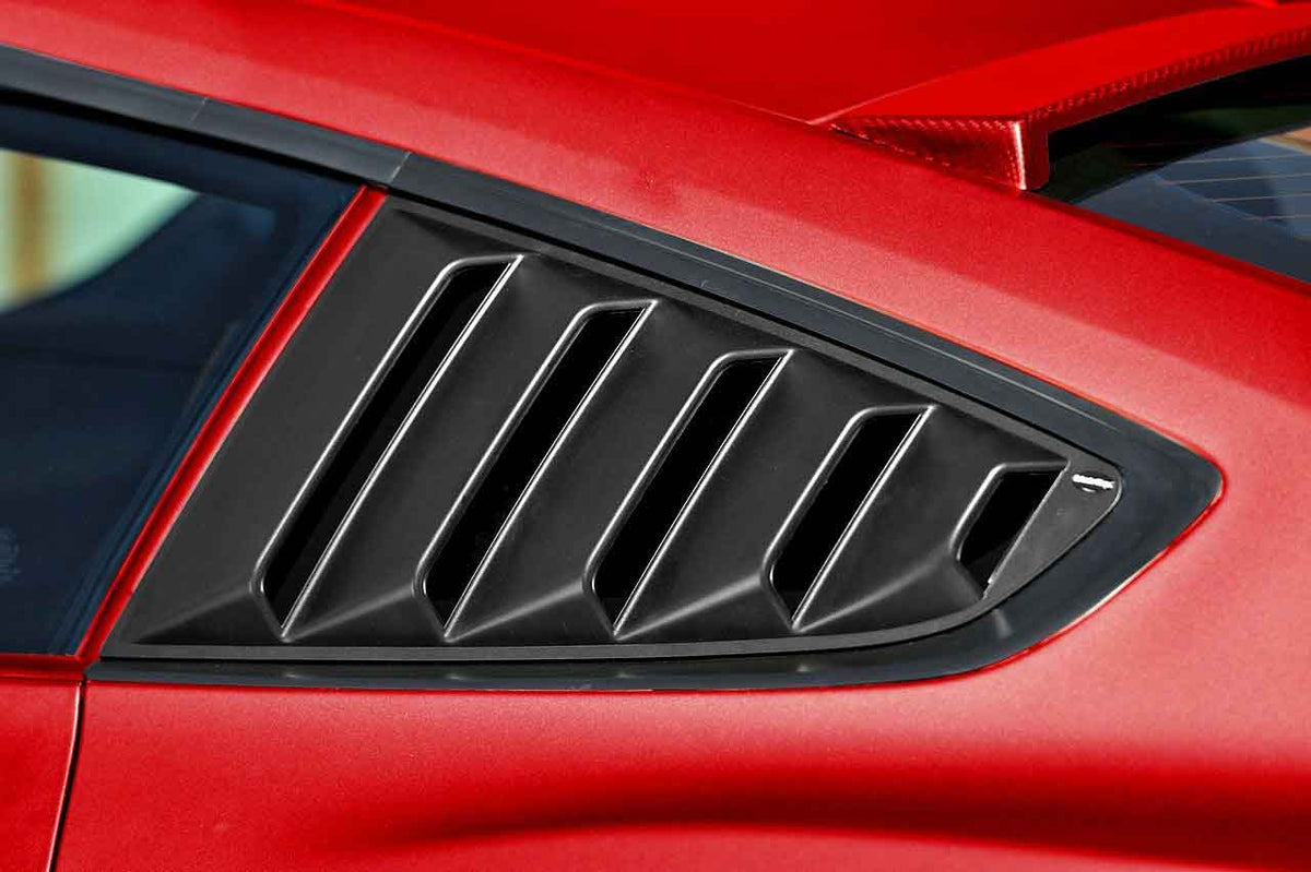 2015-2023 Ford Mustang LV Quarter Window Louvers, Matte Black - view 2