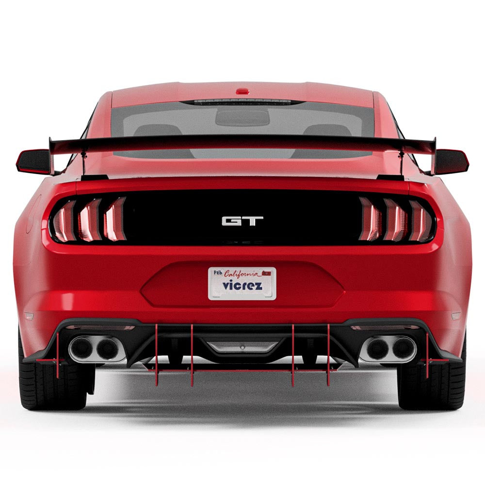 2015-2025 Ford Mustang Genali VR2 Rear Diffuser - view 3