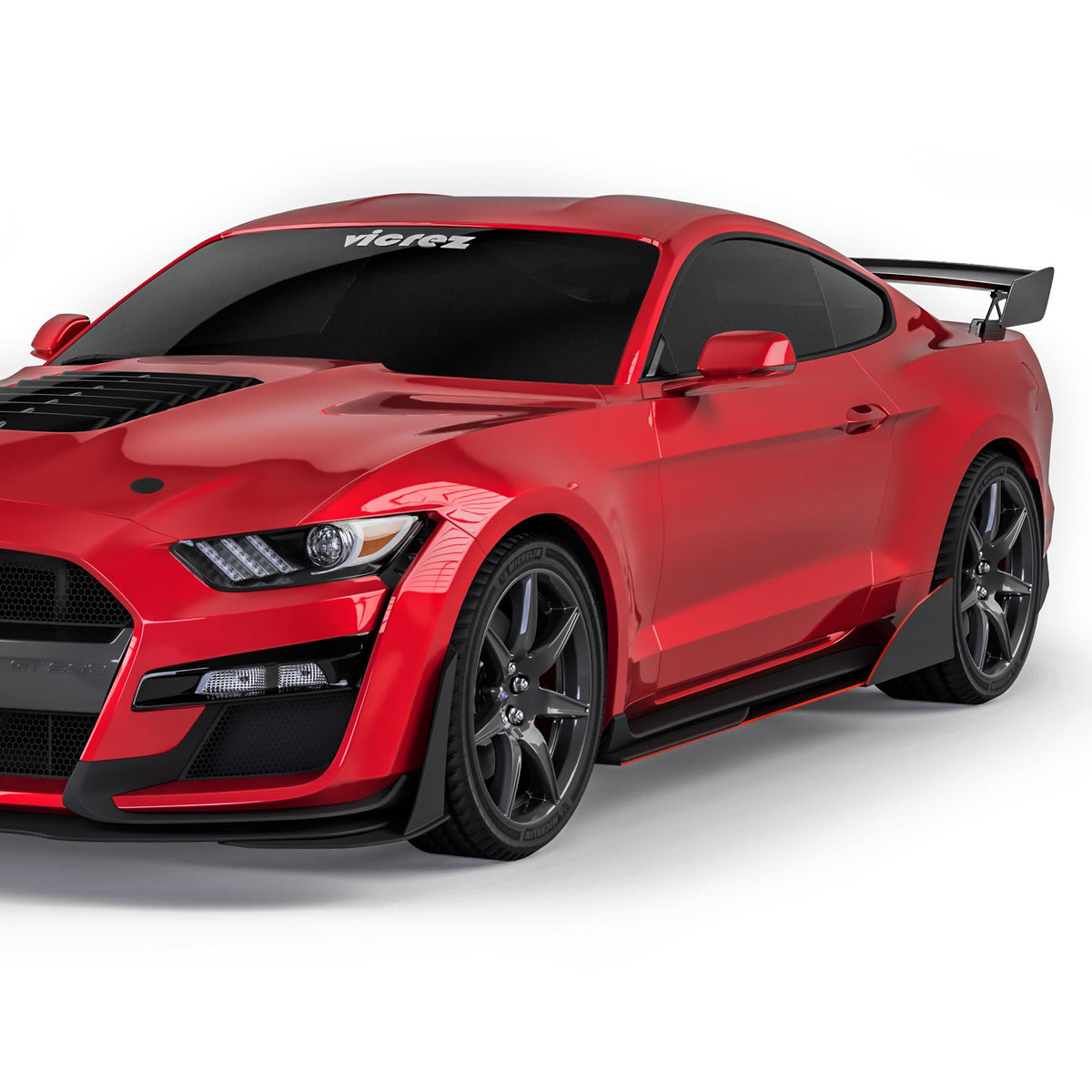 2015-2025 Ford Mustang VZR1 Style Side Skirt Splitters - view 6