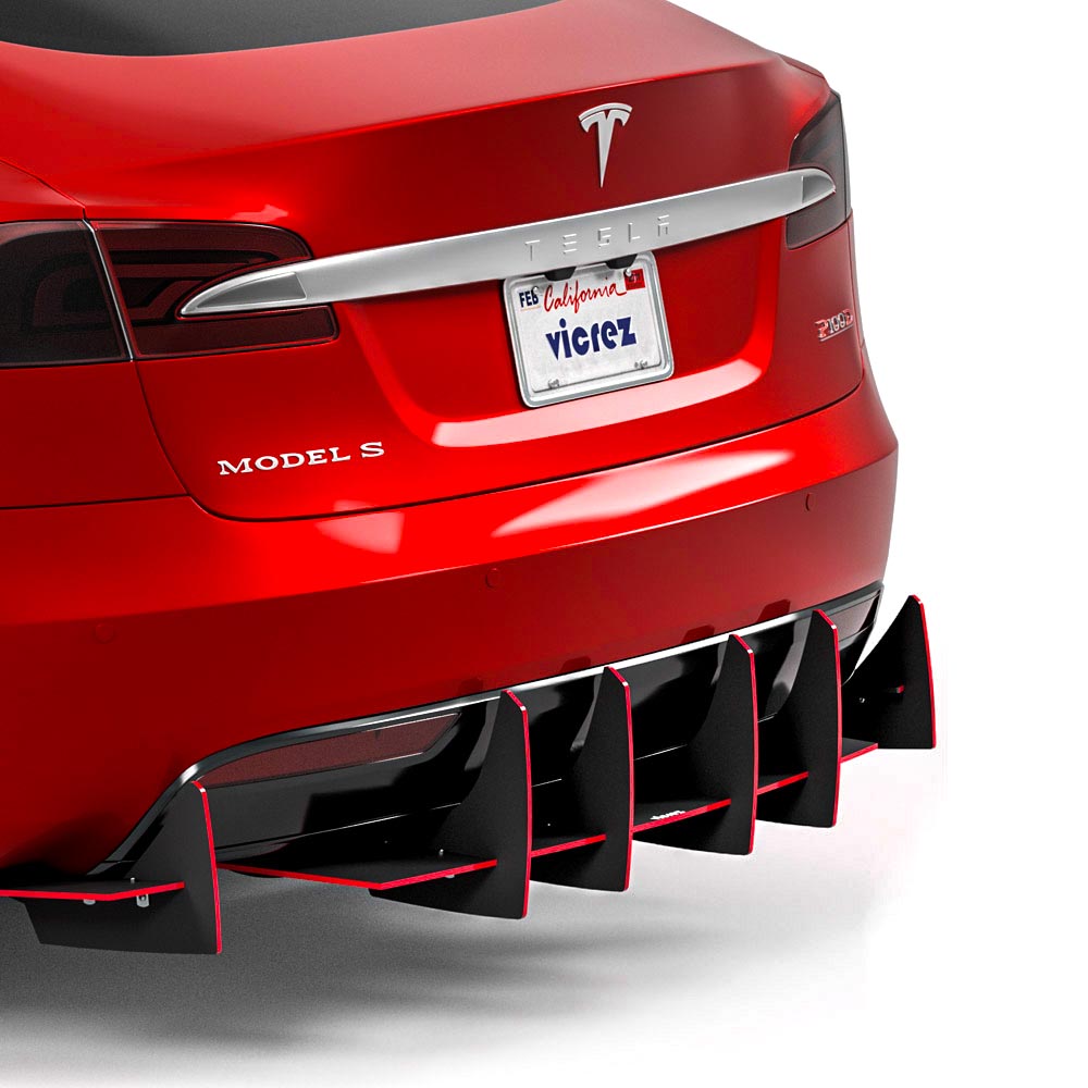 2015-2025 Tesla Model S Genali VR2 Rear Diffuser - view 4