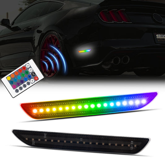 2015-2023 Mustang S550 RGB LED Side Markers, Smoked Lens