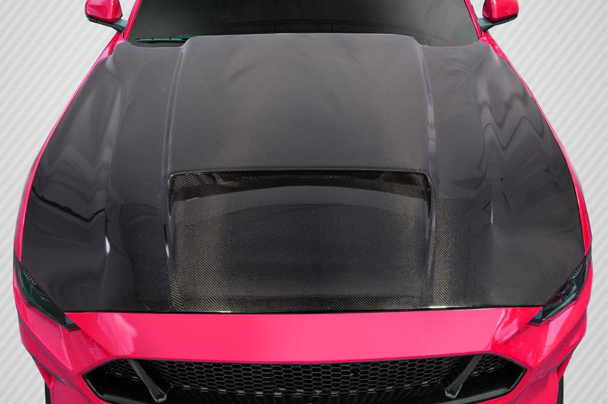 2018-2023 Ford Mustang CVX Hood, Carbon Fiber - view 1