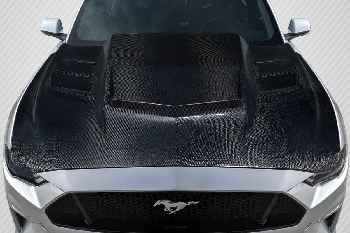 2018-2023 Ford Mustang Interceptor Hood, Carbon Fiber - view 1