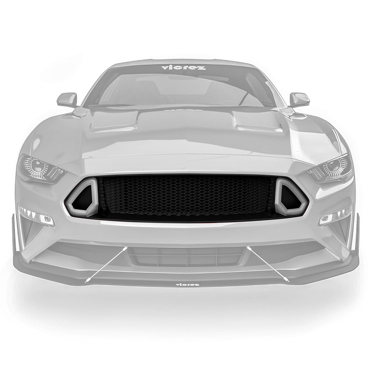 2018-2023 Ford Mustang Upper Grille w/ LED Lights, Honeycomb - view 4