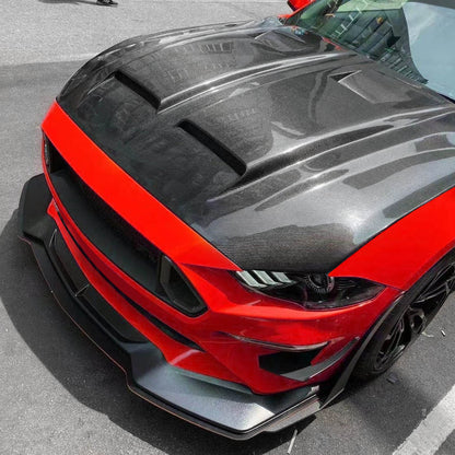 2018-2023 Ford Mustang RE Style Hood, Carbon Fiber - view 2