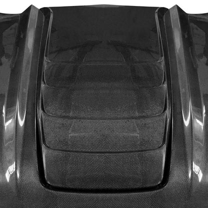2018-2023 Ford Mustang V6R Style Hood, Carbon Fiber - view 3