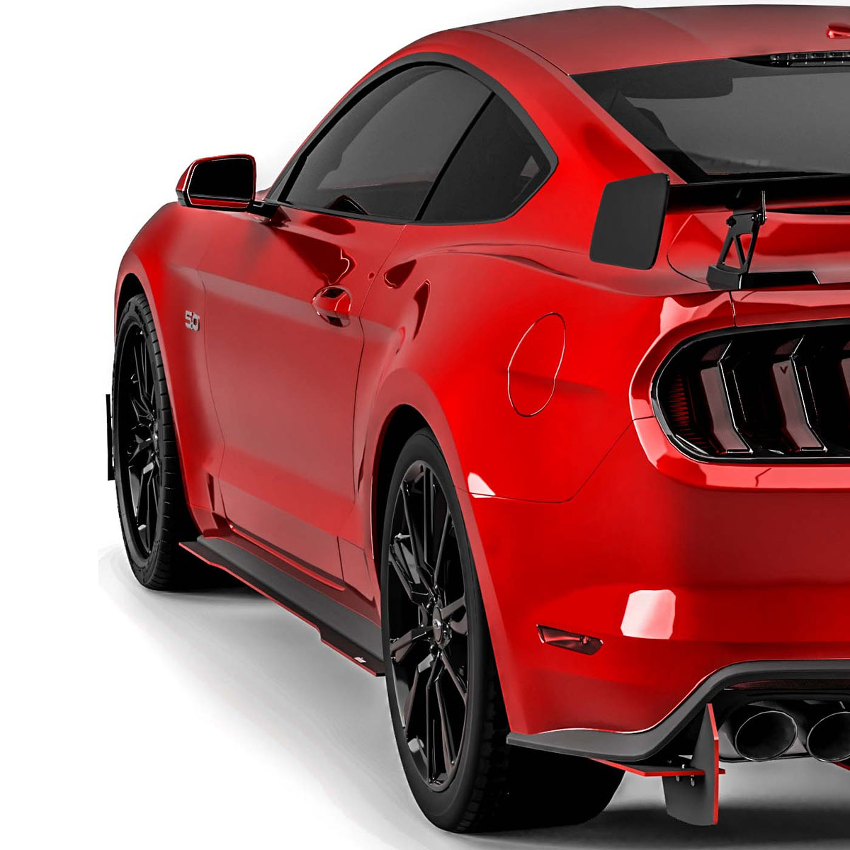 2018-2025 Ford Mustang LV Style Side Splitters, ABS - view 4