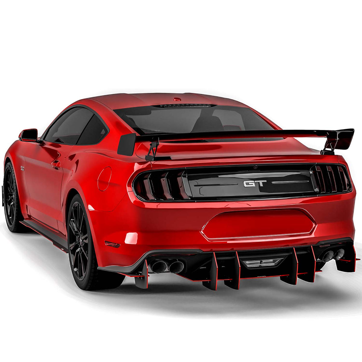 2018-2025 Ford Mustang LV Style Side Splitters, ABS - view 9